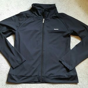 Reebok Black Zippered Warm-Up Jacket Sz L